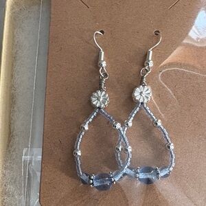 Elegant Silver and Blue Beaded Earrings